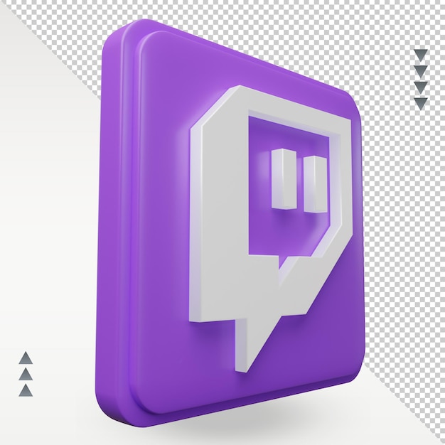 3d social media icona twitch rendering vista sinistra