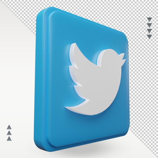 3d social media Twitter icon rendering left view