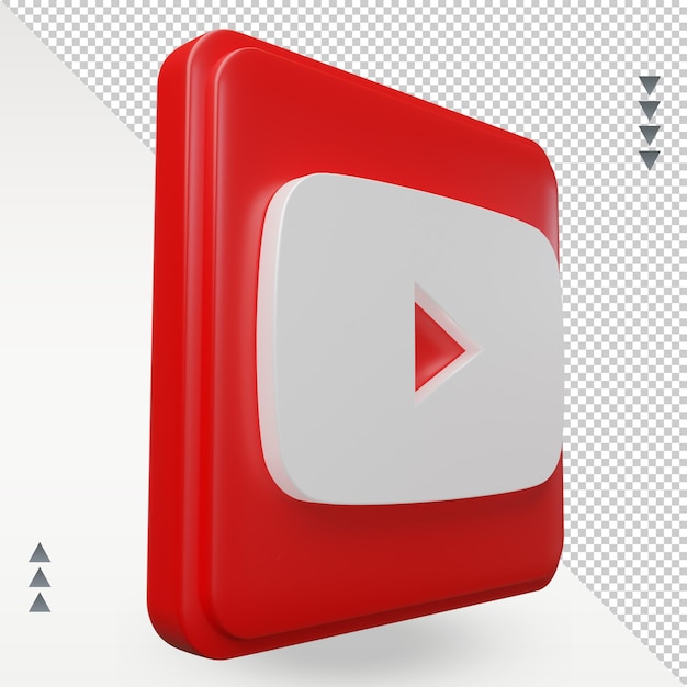 3d social media YouTube icon rendering left view