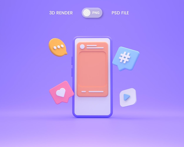 PSD 3d sociale media instagram fotolijst op smartphone