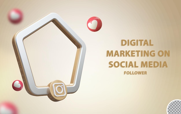 3d sociale media instagram met framemodel