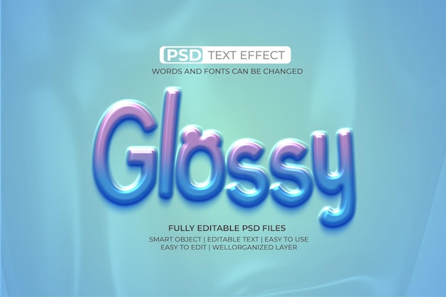 3d Soft Glossy Blue Text Effect
