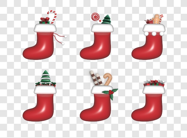 3d sokken met cadeautjes voor de feestdagen