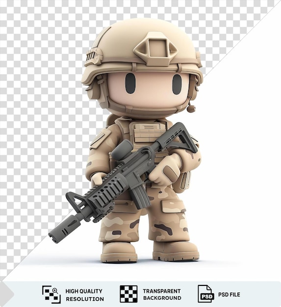 PSD 3d soldiers with rifle trasnparent background png psd