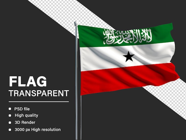 3D Somaliland flag isolated on transparent background