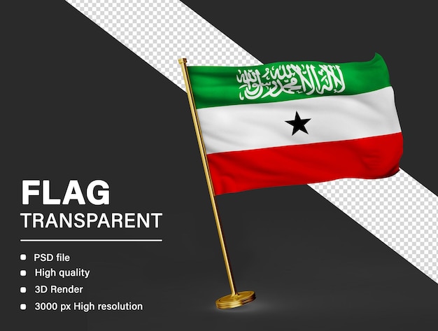 3D Somaliland flag isolated on transparent background