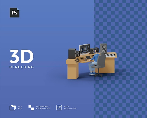 PSD 3d 사운드 엔지니어 그림