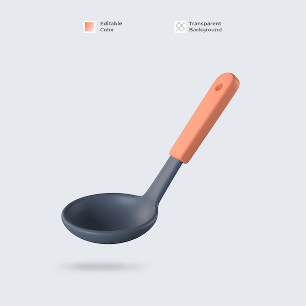 PSD 3d soup ladle icon render isolated