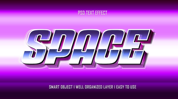 PSD 3d space editable text effect style