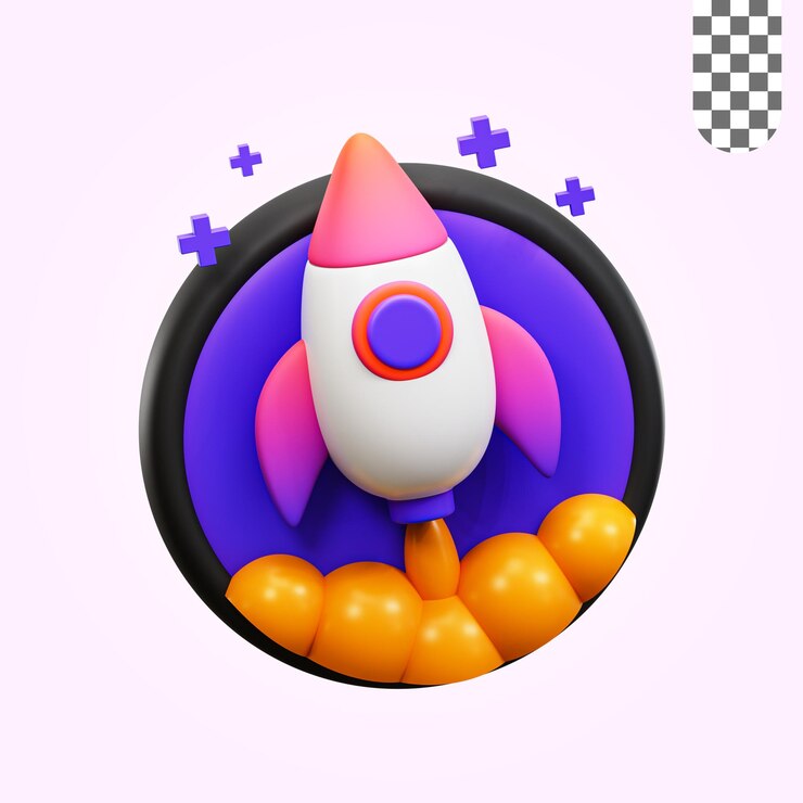 3D宇宙ロケットのイラスト