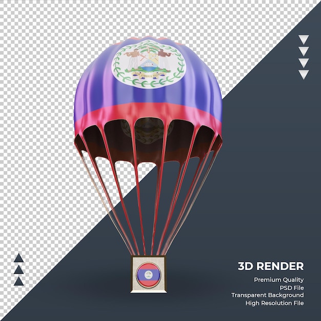 PSD 3d spadochronowa flaga belize renderująca widok z przodu