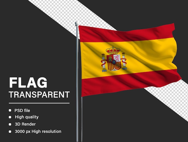 3d spain flag isolated on transparent background