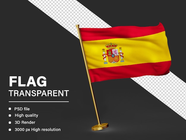 3d spain flag isolated on transparent background