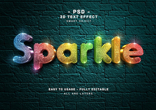 3d sparkle colors text style effect