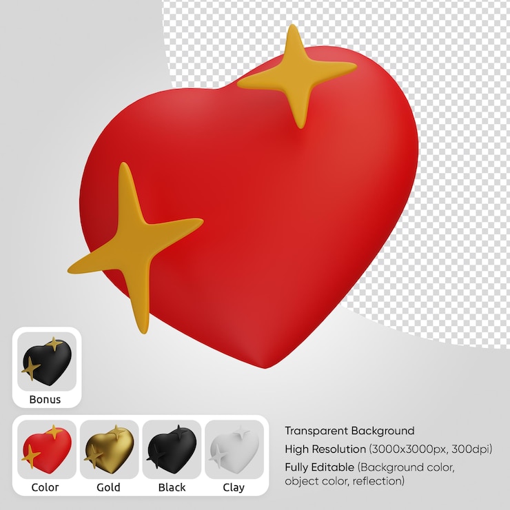 PSD 3d сверкающее сердце