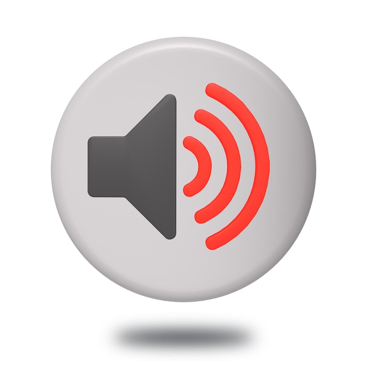 PSD 3d speaker icon on a round button