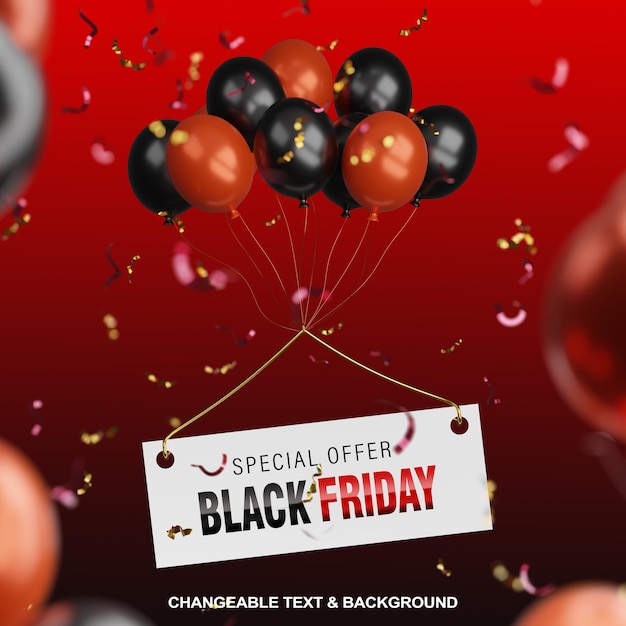 3D Special Offer Black Friday with Balloons