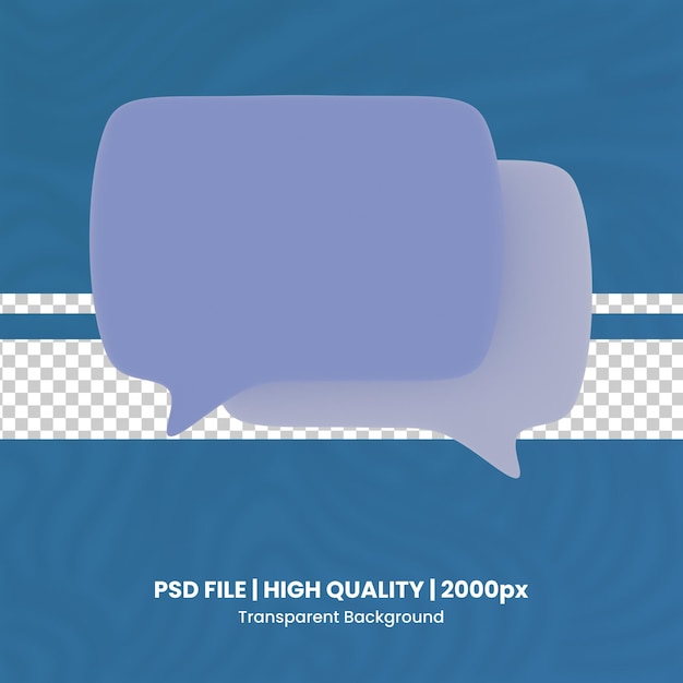 PSD 3d speech bubble 3d render icon sfondo trasparente rendering di alta qualità