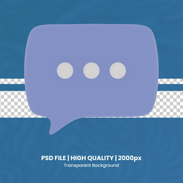 PSD 3d speech bubble 3d render icon transparent background high quality render