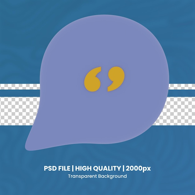 PSD 3d speech bubble 3d render icon sfondo trasparente rendering di alta qualità