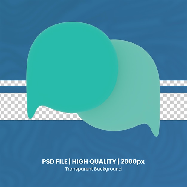 PSD 3d speech bubble 3d render icon transparent background high quality render