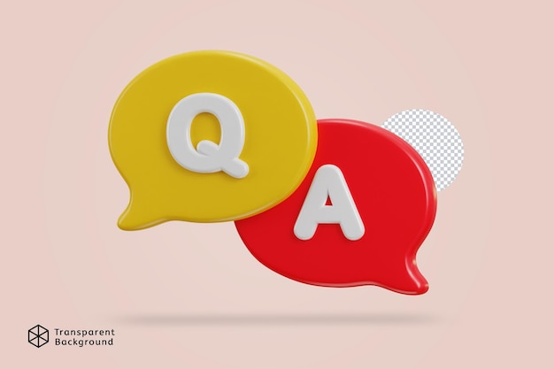 Трехмерный речевой пузырь QampA, векторная иллюстрация значка