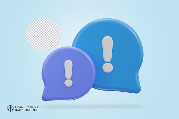 PSD 3d speech bubble with alert notification icon