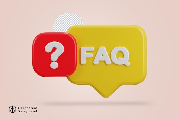 PSD faq 아이콘 벡터 일러스트와 함께 3d 연설 거품