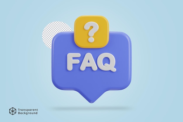 PSD faq 아이콘 벡터 일러스트와 함께 3d 연설 거품