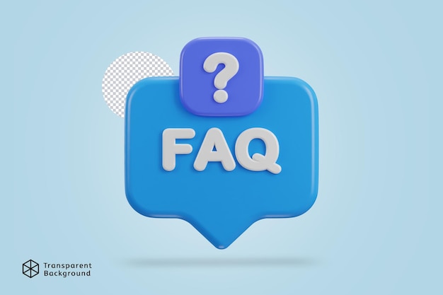 PSD faq 아이콘 벡터 일러스트와 함께 3d 연설 거품