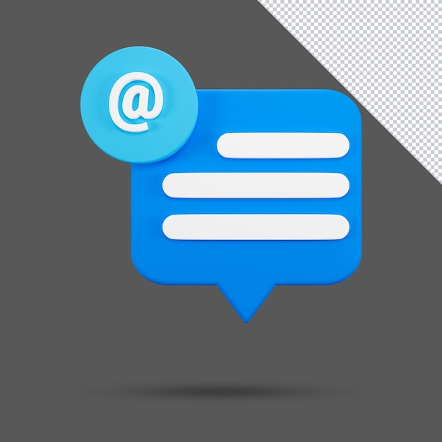 PSD 3d speech chat bubble 3d icon isolated on transparent background. 3d render illustration.