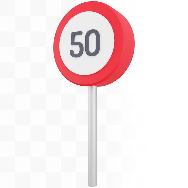 3d speed limit sign with metal pole