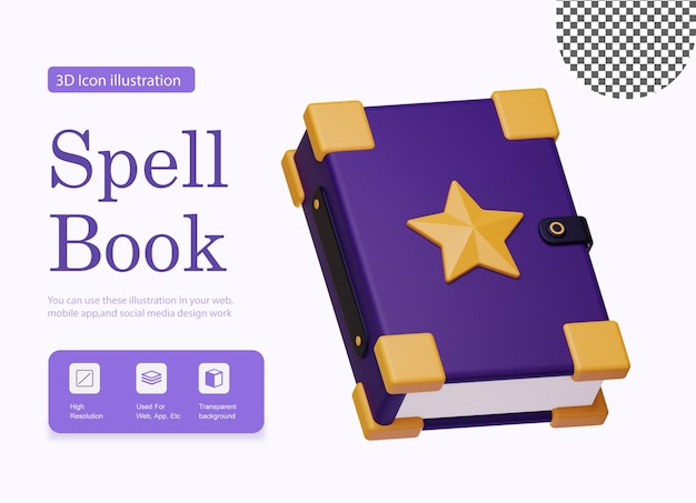 PSD 3d spell book illustration