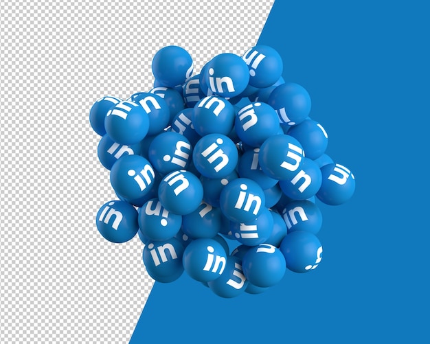 Linkedinアイコンの3D球