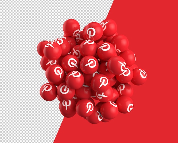 PSD sfere 3d dell'icona di pinterest