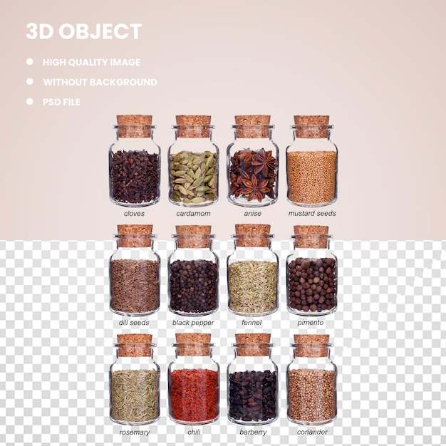 PSD 3d spices containers