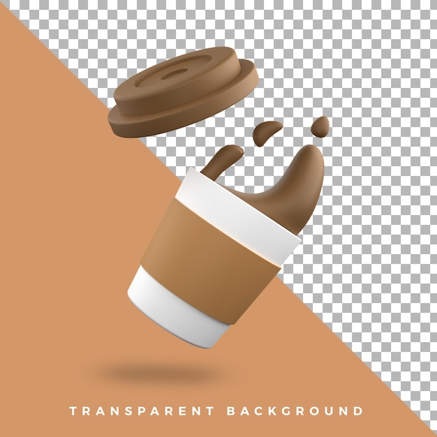 3d spill coffee icon illustration isolated object assets high quality