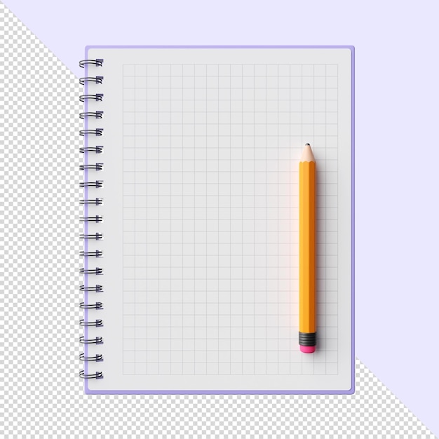PSD 3d спиральная тетрадь с желтым карандашом