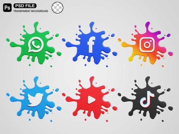 Logo 3d dei social media splash