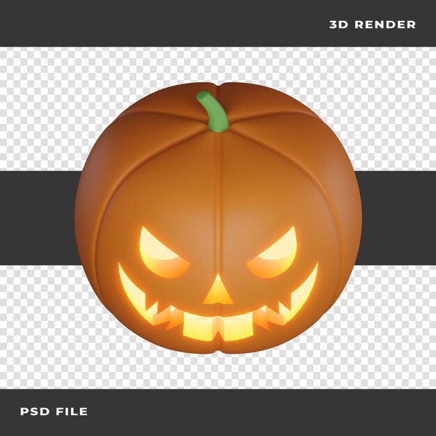 3d spooky pumpkin rendered op transparante achtergrond