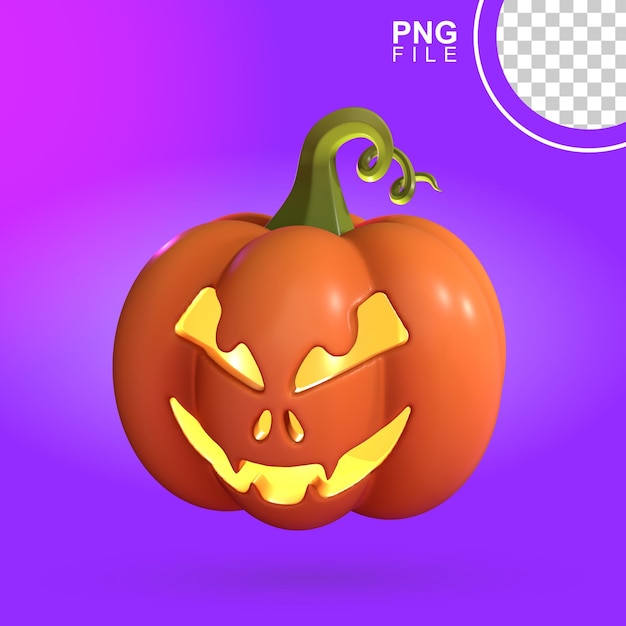 PSD 3d spooky smirk pumpkin for halloween