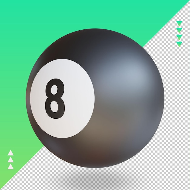 PSD 3d sport ball pool ball rendering vista a destra