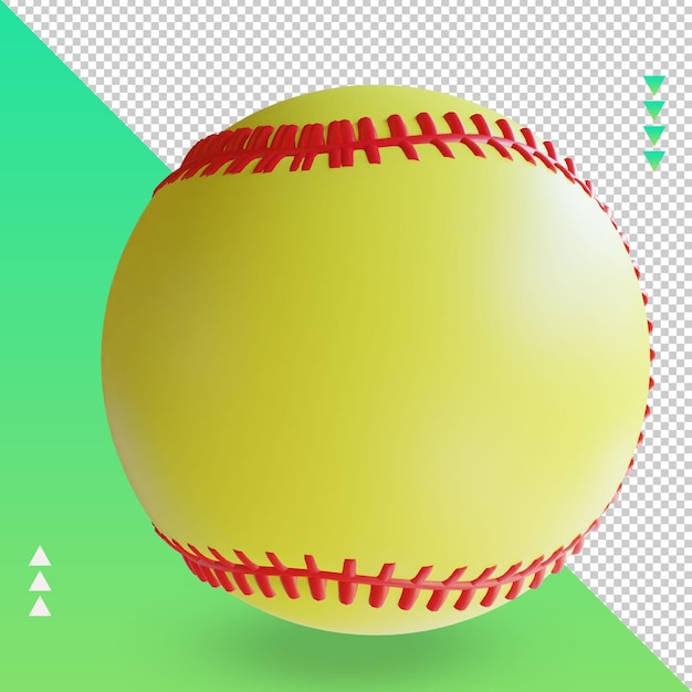 3d sport ball softball rendering vista a sinistra