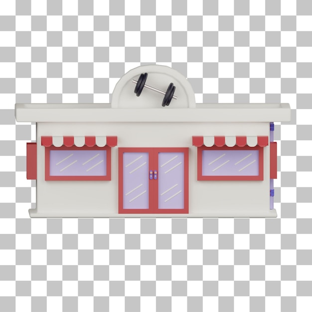 3d sport shop building iillustration