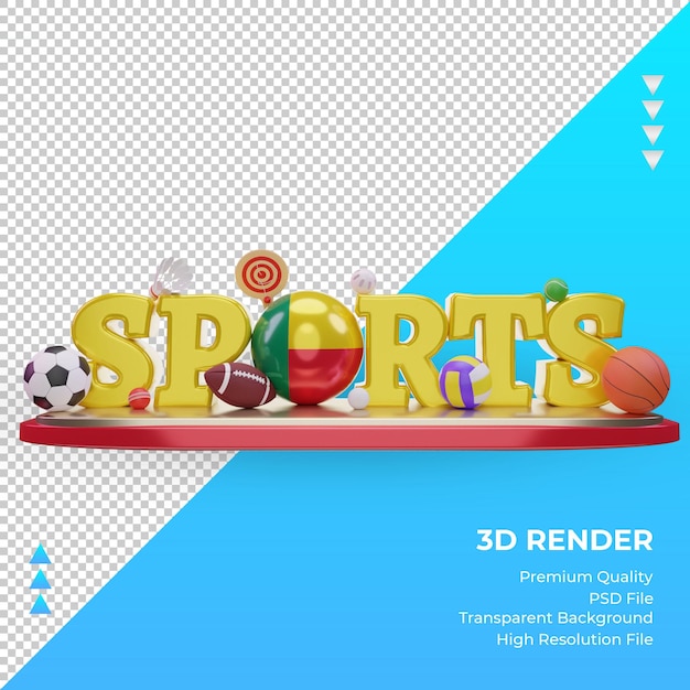 PSD 3d-sportdag benin vlag rendering vooraanzicht