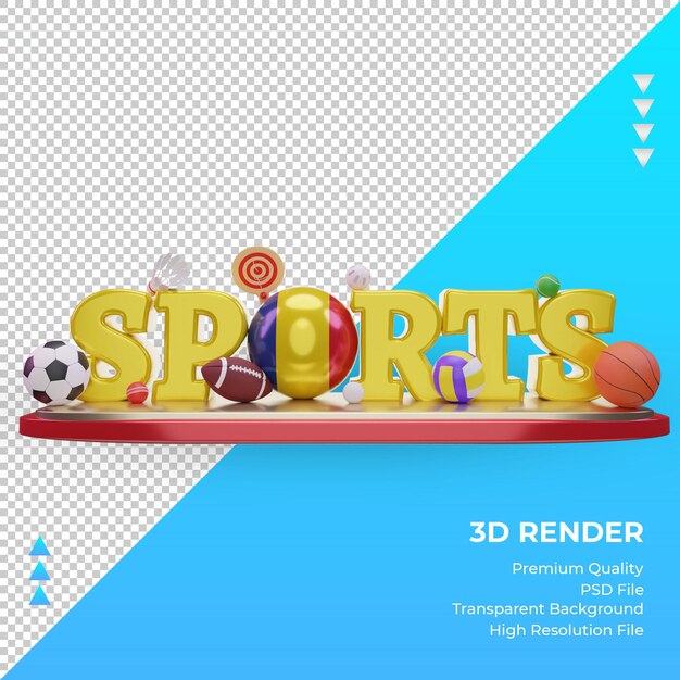 PSD 3d-sportdag roemenië vlag rendering vooraanzicht