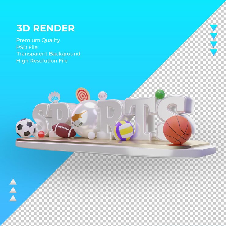 PSD 3d sports day cyprus flag rendering right view