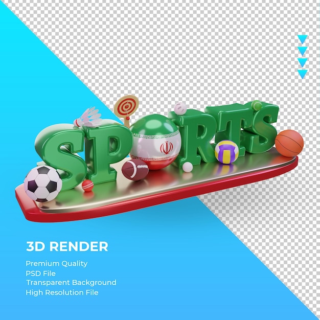 3d sport day iran bandiera rendering vista a sinistra