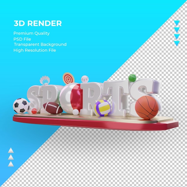 Giornata dello sport 3d italia bandiera rendering vista destra