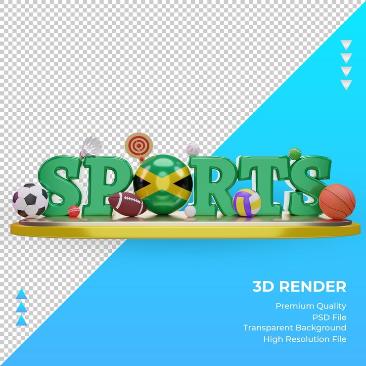 3d sports day Jamaica flag rendering front view